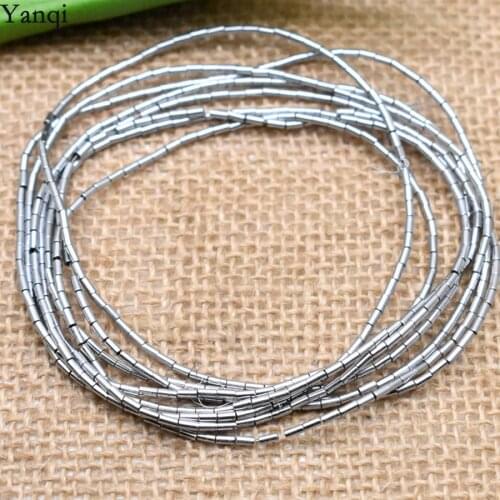 Yanqi 3mm 160pcs Natural Stone Beads Cylinder Shape Plating color Loose Hematite Stones Beads for diy jewelry making