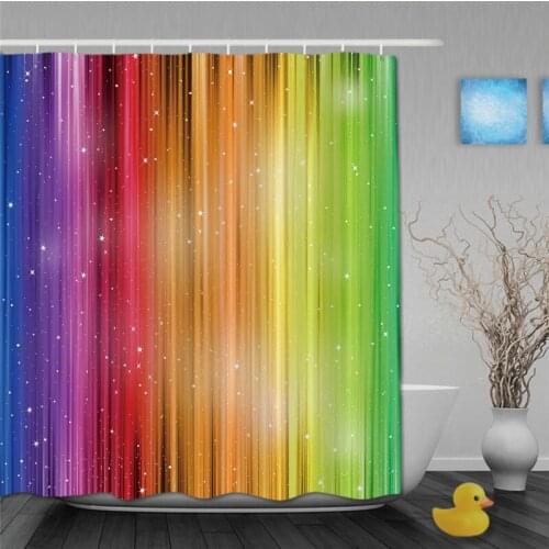Household Magic Striped Rainbow Shower Curtains Waterproof Fabric Bathroom Curtain With Hooks Mildew Proof Bath SPA Curtain