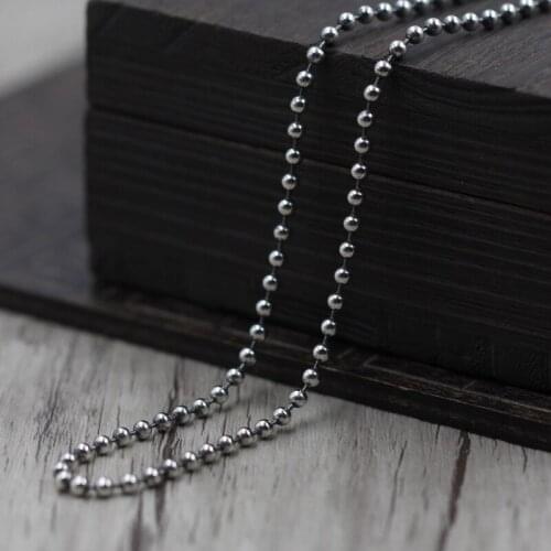 Thai Silver Retro 2.5mm3mm4mm Ball Necklace Simple Wild Men Women Sweater Chain Sterling Silver 925