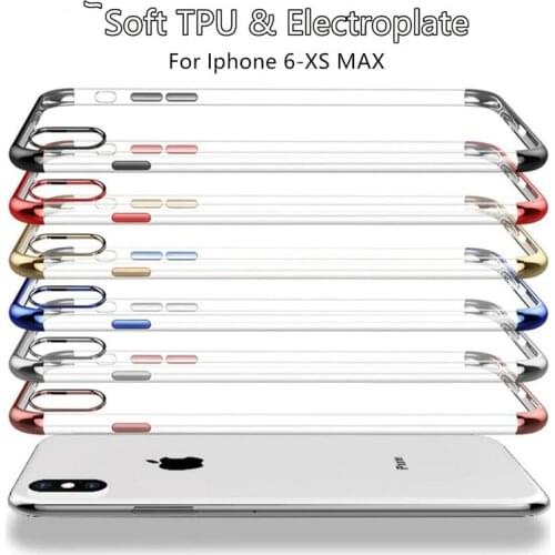 For Iphone transparent TPU case ultra-thin soft shockproof plating frame protective shell iPhone11 11Pro 11Pro Max Xs Max XR 876