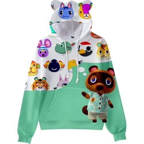 Creativity Kids Hoodie Animal Crossing Horizons Happy Home Designer Cat Ears Sweatshirt Tom Nook Leaf Children Jacket hoodies