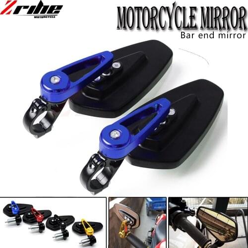 For New 7/8" 22mm Universal Pair Motorcycle Aluminum Motos Rearview Mirror Rear View Handle bar End Black Side Mirrors mt07 mt09