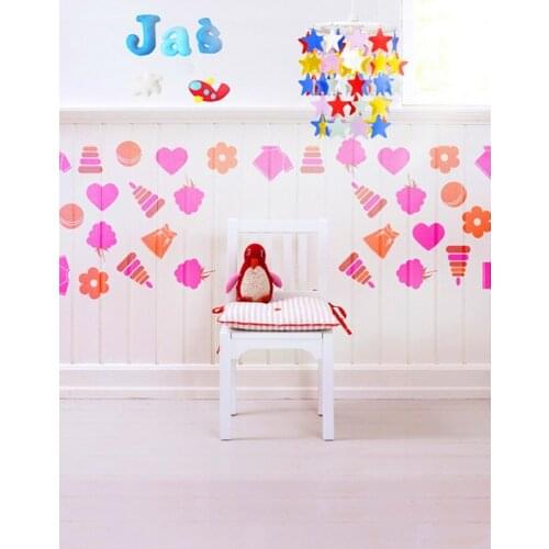 Heart Flowers Star Wall Cartoon Penguin for Children Photography Backdrops Photo Props Studio Background 5x7ft