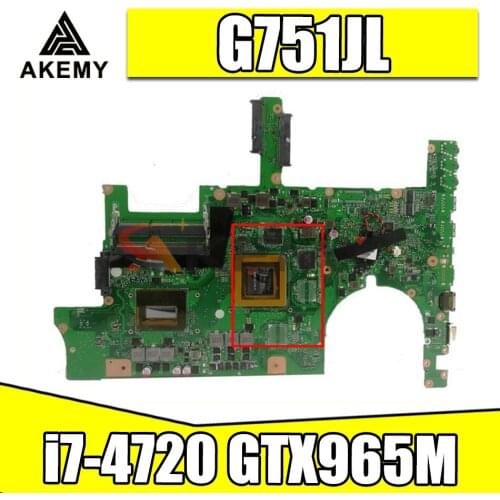 G751JL motherboard with i7-4720 CPU GTX965M motherboard REV2.0 For ASUS G751J G751JL Laptop mainboard Tested 90NB0890-R02000