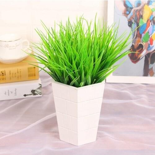 27cm Artificial Plastic 7 Branches Green Grass Plants Fake Flower Wedding Flower Arrangement Christmas Home Garden Decorations