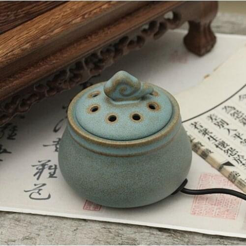 Ceramic Electric Incense Burner Agarwood Luxury Handmade Aromatherapy Incense Burner Indoor Incensario Home Decoration DG50XX