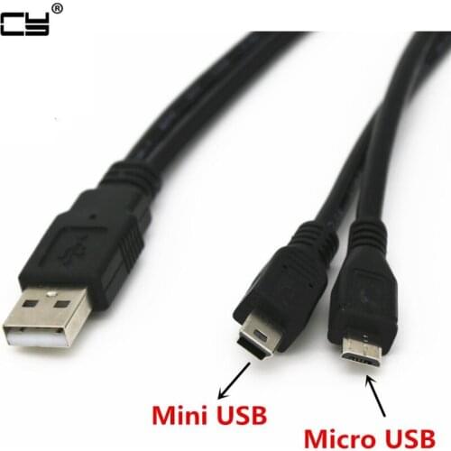 2 in 1 COMBO Mini-usb Mini USB & micro usb 2.0 Micro-USB 5 pin connector Cable 30cm 1ft For charge and data sync