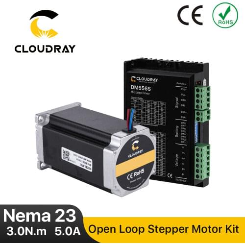 Cloudray Nema 23 Open Loop Stepper Motor Kit 2 Phase 3N.m 5.0A 23CS30C-500+DM556S for 3D printer CNC Engraving Milling Machine
