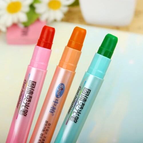 2pcs Candy Color Solid Jelly Highlighter Marker Pen Gel Hilighter Wax Crayon Transparent Revolving Pen Office School Stationery