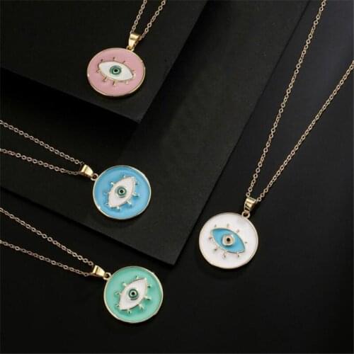 Multiple Colour Dripping Oil Demon Eye Necklace European And American Style Fashion Gold Charm Necklace Womens Jewelry