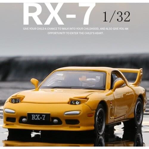 1:32 Scale Mazda RX7 Metal Alloy Diecast Car Model Miniature With Sound Light For Children Boys Gifts Original Box
