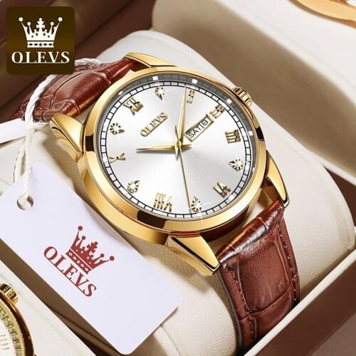 OLEVS Men Watche Best Selling Brand Luxury Fashion Bussness Breathable Leather Luminous Hand Quartz Wristwatch Relogio Masculino