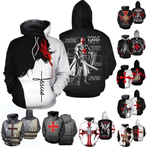 Knight Templar Cavalier Crusader Kings 3D Hoodie Cosplay Costumes Sweatshirts Men Women Pullover Autumn Winter Streetwear