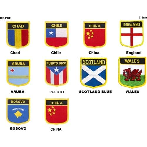 Flag Patch Jacket Denim Clothing Patches Embroidery Iron on Country Flag Badge Backpack Flag Badges