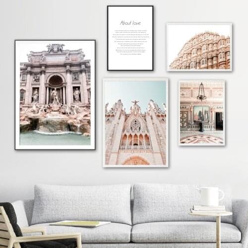 Wall Art Canvas Painting Europe Vintage Building Church Palace Nordic Posters And Prints Wall Pictures For Living Room Hom Decor