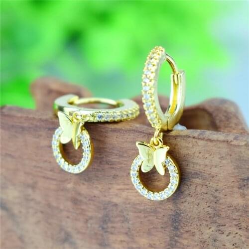 2020 New Womens Earrings Fashion Zircon Butterfly Danglee Earrings for Women Animal Sweet Colorful Stud Earrings Girls Jewelry