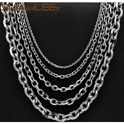 SUNNERLEES Stainless Steel Necklace 2mm~10mm Silver Color Gold Plated Link Chain Men Women Jewelry Gift SC37 N