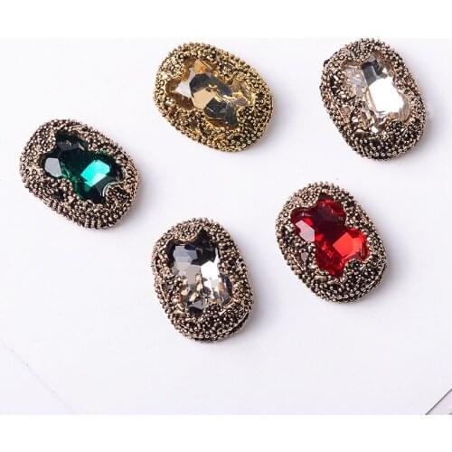 DIY Handmade Jewelry Making 10pcs 13*18mm Anti-gold color New fashion Alloy Material Crystal Oval Shape beads charm