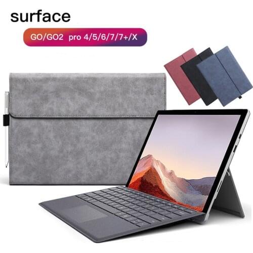 Luxury PU Leather Case for Surface Pro 4 5 6 7 X Tablet Funda Stand Holder for Microsoft Surface Go Go2 Women Men Flip Cover
