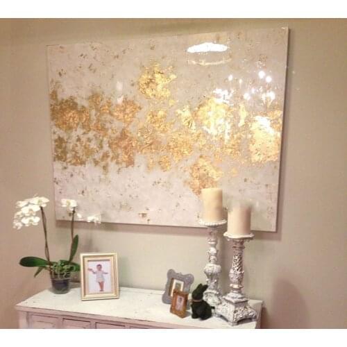 Handmade high quality thick knife abstract oil painting White and Gold abstract on Canvas Painting Decor Oil Painting artwork