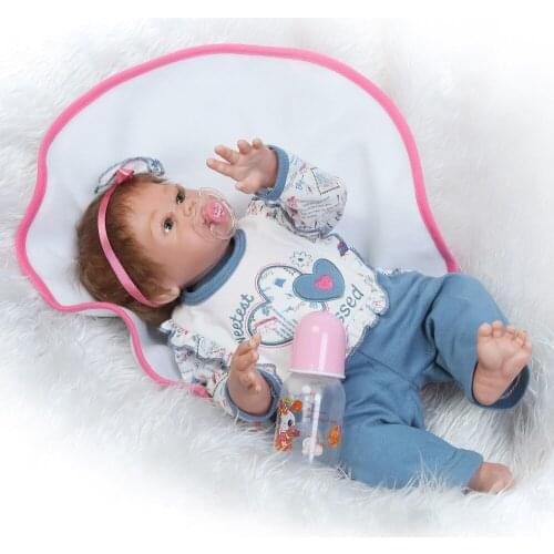 Most popular new design 22inch 50cm full vinyl girl doll rooted mohair real soft touch gift for children Birthday