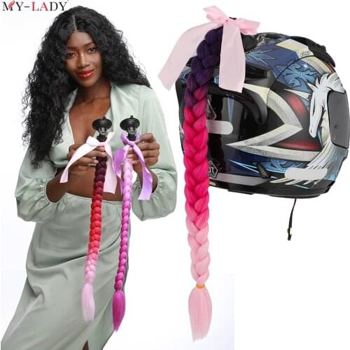 My-Lady 20inch Synthetic Punk Ombre Helmet Braid Wholesale Crochet Braids Wig For Motorbike Helmets Twist Braids With Sucker Bow