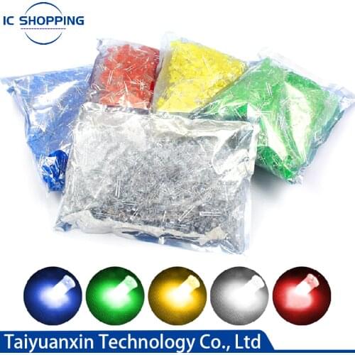 1000PCS Diameter 3mm 5mm LED Lamp Bead Bubble LED F3 F5 Red Green Yellow Blue White Straight Into The Whole Pack F3 F5 LED