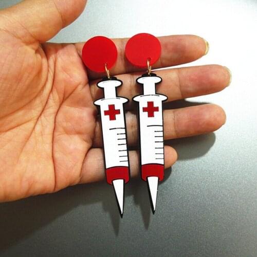 Creative Syringe Acrylic Drop Earrings For Women Funny Medical Dangle Earrings Nurse Doctor Graduation Gift