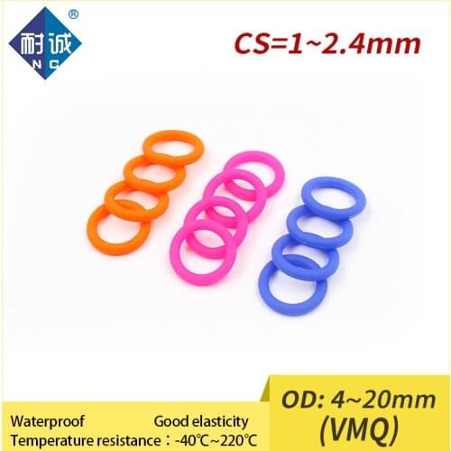 10PCS / bag multicolor thickness rubber gasket O ring CS1/1.5/1.9/2.4mm silicone rubber O-ring silicone / VMQ Sealing ring