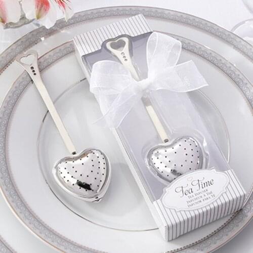 20pcs/lot "Tea Time" Heart Tea Infuser in Elegant White Gift Box + wedding party favors gifts+Free shipping
