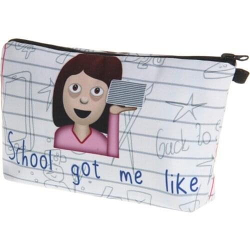 Women Cosmetic Bag Organizer Bag 3D Printing School Got Me Like Makeup Toiletry Bag Shower Small Pouch Travel Beauty Case