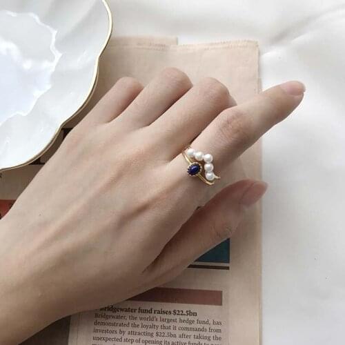 Hot Sale Real 925 Sterling Silver Double Layer Adjustable Rings For Women Freshwater Pearl Agate Ring Fashion Accessories