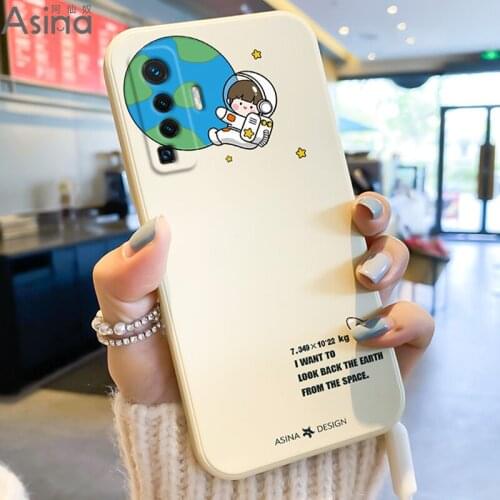 ASINA Liquid Silicone Case For VIVO X50 60 30 Pro Cover Cartoon Bumper Straight Edge Cases For Vivo Z5X Z1Pro iQOO Neo Y17 V17