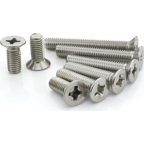 10-100PCS M1 M1.2 M1.4 M1.6 M2 M2.5 M3 M4 M5 DIN965 304 Stainless Steel Flat Head Countersunk Phillips Machine Screws