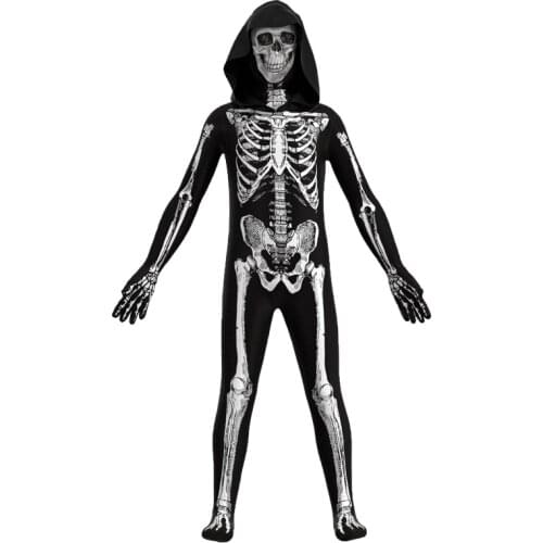 2021 Scary Zombie Costume Kids Skeleton Skull Costume Cosplay Purim Halloween Costume for Kids Adult Men Women Boys Girls New