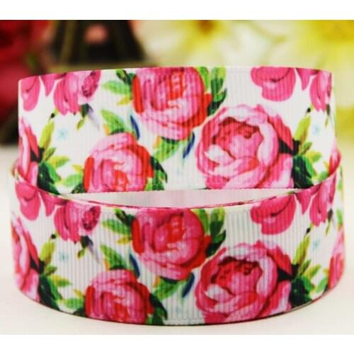 22mm 25mm 38mm 75mm Flower Cartoon printed Grosgrain Ribbon party decoration 10 Yards X-03825