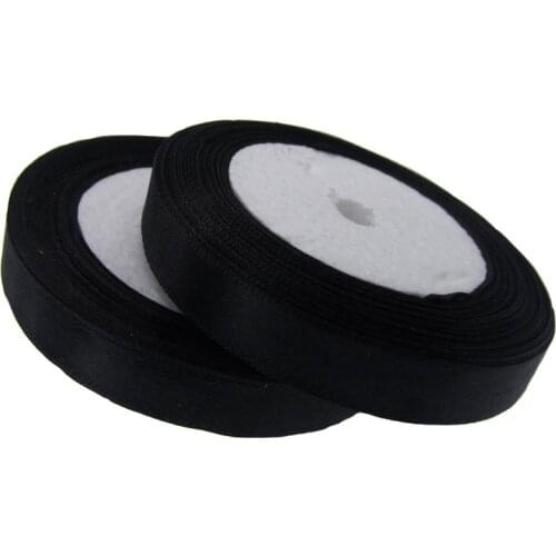 25 Yards 1/2" black satin ribbon silk ribbons wedding party decoration gift wrapping christmas sewing Fabric 12mm