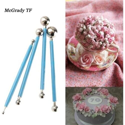 4pcs/set DIY Baking Roast Fondant Cake Sugar Flower Stainless Steel 8 Head Pen Tools Baking & Pastry spatulas Tools 01076