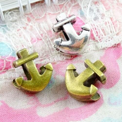 50PCS 12.8*10.9*7.1MM,hole 5MM Antique Silver Plated Zinc Alloy Large Hole Beads Anchor Spacer Beads Diy Jewelry Accessories