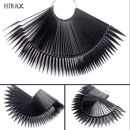 HNUIX 50 pieces color card fake nail tips fan Transparent white fake nail tips manicure Nail Art practice display design tools