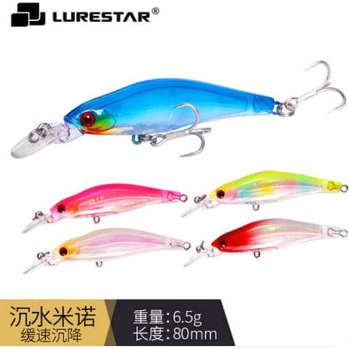 6.5g/8cm Fishing Lure Minnow Artificial Hard Baits Wobblers Slow Sinking Rattling Plastic Magnet System Saltwater Lake Pesca Jig