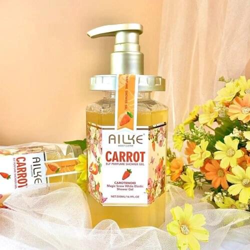 AILKE Elf Perfume Carrot Bathing Carotene Extract Skin Whitening Body Wash Liquid Soap Bath Shower Gel 500ML