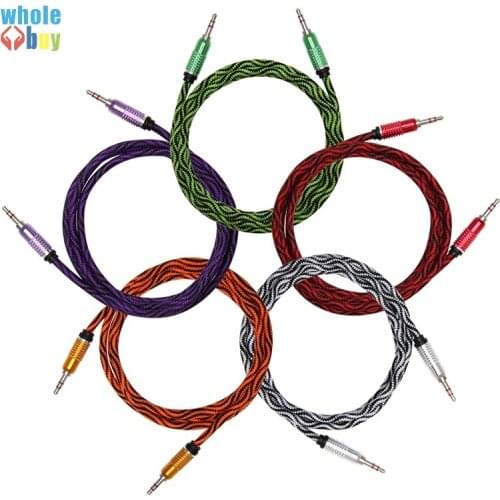 3.5mm Nylon Braided Audio Cable Male to Male Cloth Audio Aux Cable For iPhone Car Headphone Speaker Wire Line 200pcs/lot