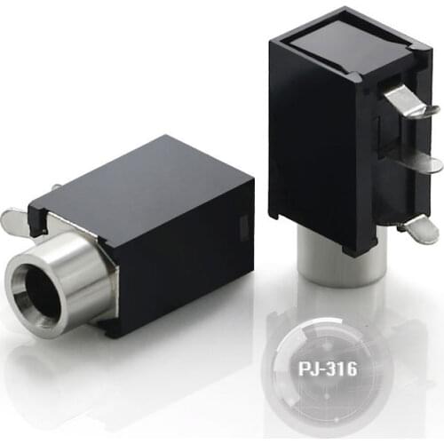 Free shipping 10PCS PJ316 3.5 headphone jack PJ-316 jack audio line 3.5MM metal head 3 foot outlet