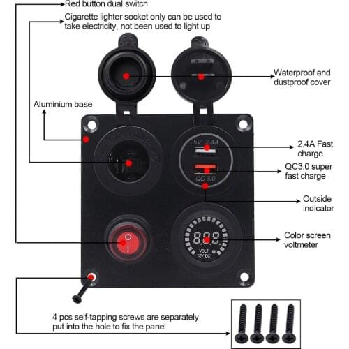 Dual USB Quick ChargeCar Charger Voltage Display Splitter Cigarette Lighter Socket QC 3.0 Charger Car Adapter Accessories