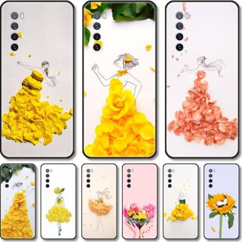 Features flowers Phone Case For Huawei Nova 2 3 4 5 6 7 8 SE i E Pro Lite black cell shell