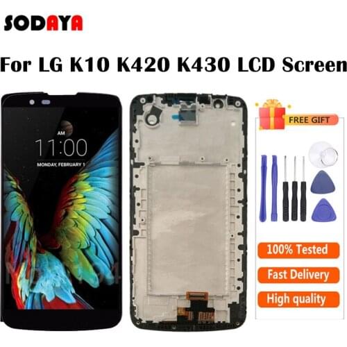 Black White For LG K10 LTE K420N K430 K420 K430DS LCD Display +Touch Screen Digitizer Assembly With Frame Free Shipping