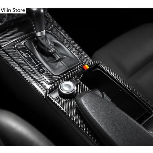 Car Interior Decoration Moulding Carbon Fiber Central Control Panel Decal Stickers For Mercedes-Benz W204 C Class 07-13