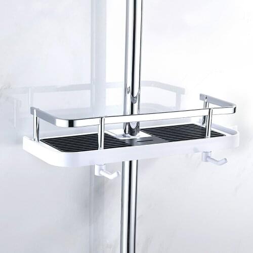 Bathroom Caddy Tray Holder Rack Organiser Accessory Pole Shelf Shower Storage