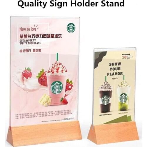 A5 Double Sided T Shape Table Top Acrylic Sign Holder Display Stand Bottom Load Portrait Style Menu Paper Ad Frame